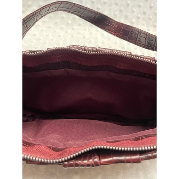 BooHoo Burgundy Croc Pleated Faux Leather Underarm Bag- NEW, W/TAGS - Picture 3 of 3